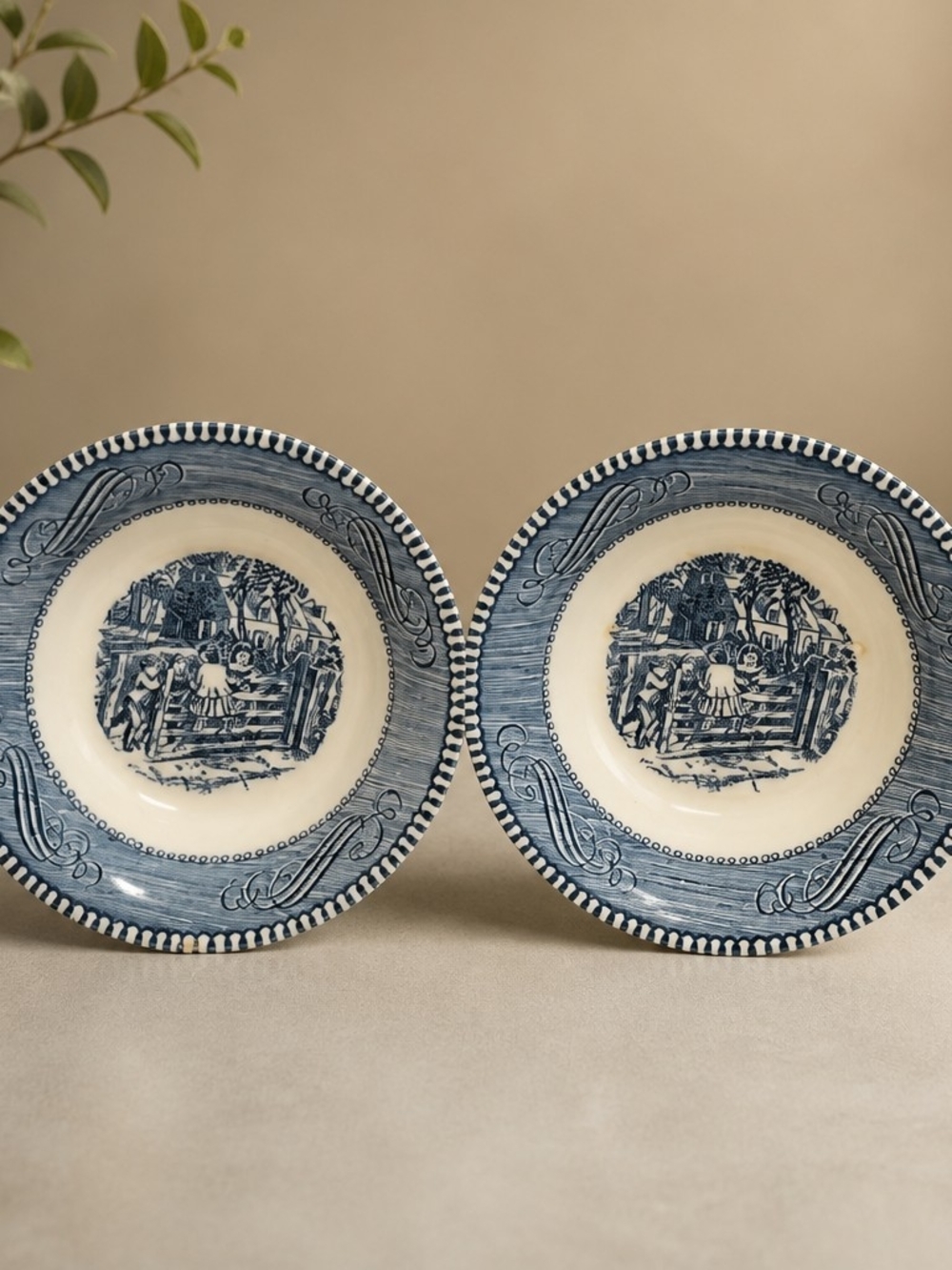 2 Vintage Royal China Currier and Ives Small Vegetable Dessert bowls